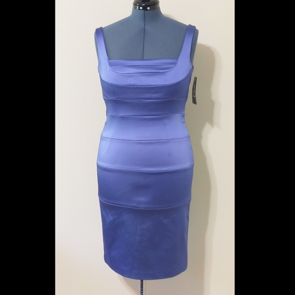 Jax Dresses & Skirts - Jax | Blue Satin Bandage Sheath Dress NWT